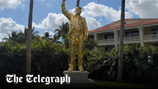 Giant gold Trump statue erected at US president’s golf course