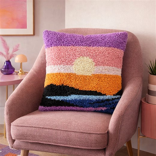 Latch Hook Pillow Making Kit - Moonlight Horizon - Craft Project Kit