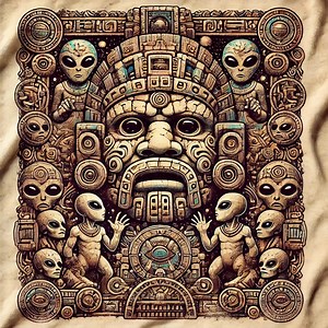 Aztec Alien Graphic, Ancient Extraterrestrial Digital Art for Apparel & Decor - Etsy UK