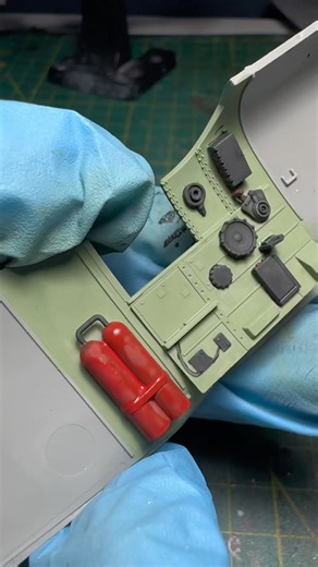 Spitfire cockpit painting #spitfire #scalemodel #diorama #scalemodelling #ww2 #airplane #vintage #fy