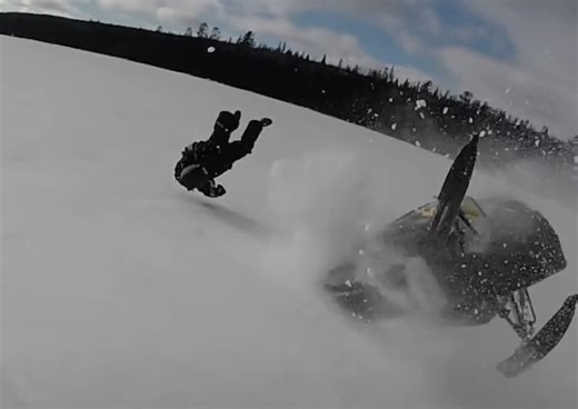 Snowmobiler Crashes Hard Going 90mph Across Frozen Lake