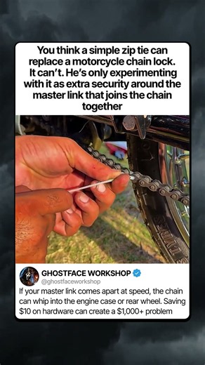 THIS ZIP TIE IS NOT A REAL MOTORCYCLE CHAIN LOCK