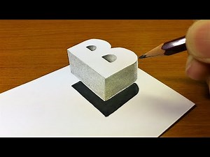 Very Easy!! How To Drawing 3D Floating Letter "B" - Anamorphic Illusion - 3D Trick Art on paper