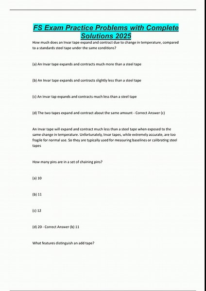 FS Exam Practice Problems with Complete Solutions 20251300