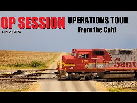 HO Scale Santa Fe Layout Operations and Tour - Cab View tour of a Model Railroad Operating Session
