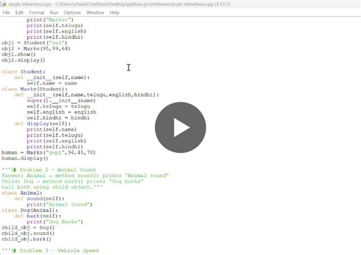 #oops #python #learner #inheritance | Ch Sai Gopi Krishna