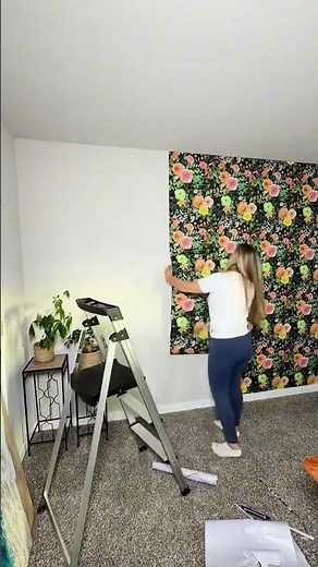 Watercolor Black Peel and Stick Wallpaper Makeover | Easy DIY Accent Wall Transformation