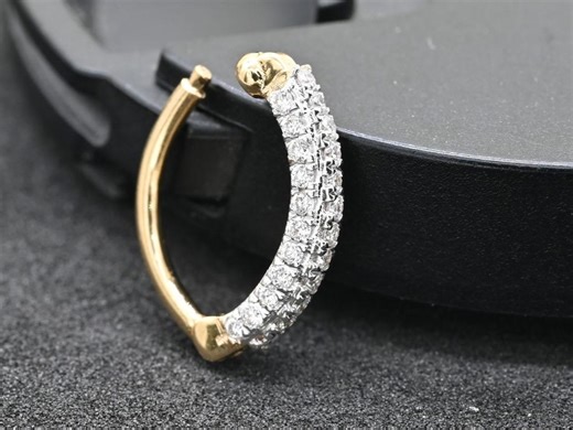 Pave Diamond Belly Button Ring Clicker, 14K Solid Gold Navel Piercing Hoop - Etsy