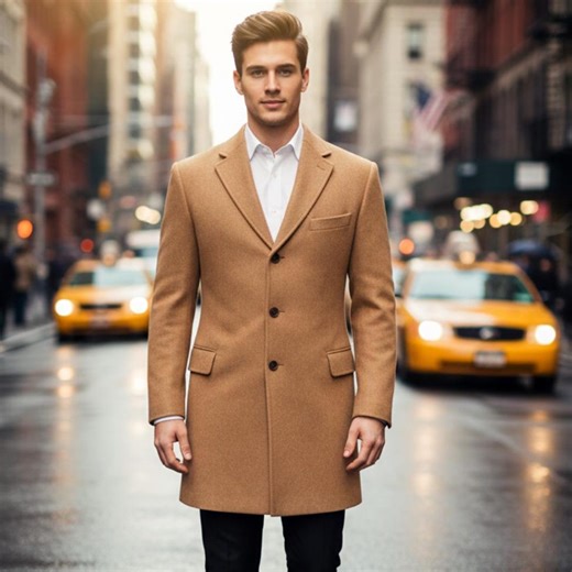 Men’s Camel Wool Overcoat – Tailored Long Winter Coat for Business, Formal & Smart Casual Wear - Etsy