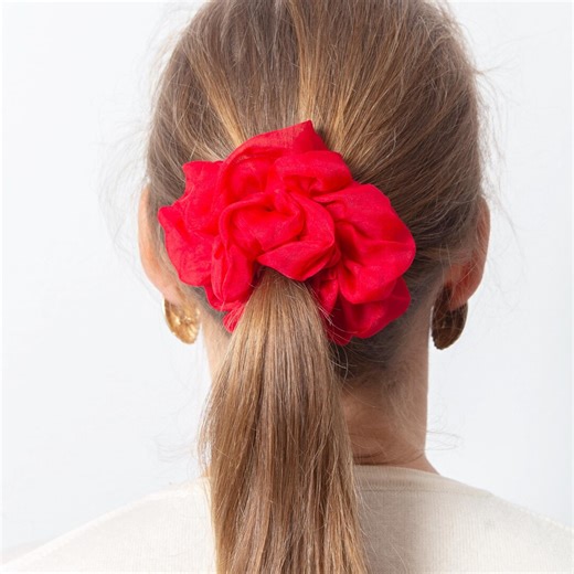 Red Silk Organza Scrunchie Small Summer Hair Accessories Gift - Etsy