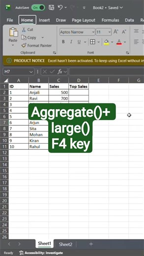 Excel LARGE Function Tutorial | Handle Missing Values Easily