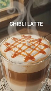 Ghibli Style Caramel Latte | Satisfying Milk Pour + Syrup Drizzle #shorts
