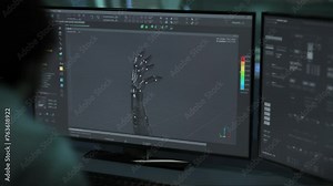 Vidéo Stock Designing the automated mechanisms of a futuristic hand prosthetic prototype. Inspecting the design of the wrist prototype mechanisms. Examining the design of functional arm prototype mechanisms.