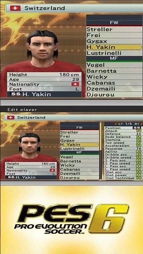 Swizerland Full Squad in PES 6 - Full Team & Player Stats (Pro Evolution Soccer 6)