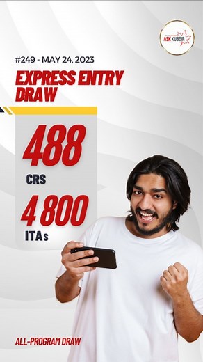 Finally, an All-program EE draw conducted today issued 4,800 invitations with a minimum CRS Score of 488.👏 ➡️ Invitations: 4,800 ➡️ CRS: 488 ➡️ Tie-breaking rule: December 26, 2022, 01:12:48 UTC Congratulations to those who received invitations! 🎉 📌 Please note: It can take up to 24 hours for an ITA to appear in your IRCC account. --------------------------------------------- 📍 Ask Kubeir Immigration is located at 𝟮𝟬𝟭-𝟮𝟵𝟱𝟬 𝗞𝗲𝗲𝗹𝗲 𝗦𝘁., 𝗡𝗼𝗿𝘁𝗵 𝗬𝗼𝗿𝗸, 𝗢𝗡. 📲 You may also r