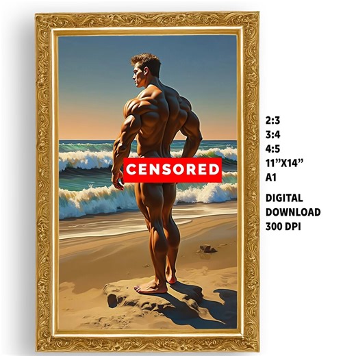 Vintage Male Painting - Heroic Nude Male (digital Download) - Etsy