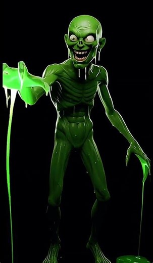 Green Slime Mutant Reaches Out – 3D Horror Loop