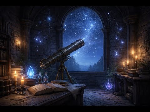 Arcane Wizard’s Observatory 🔮 Fantasy Study & Focus Ambience | Magical Night Tower