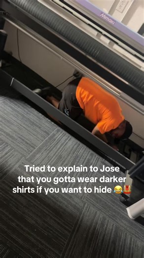 Tried to explain to Jose that you gotta wear darker shirts if you want to hide 😂🦺 @Fastsigns Clearwater/Largo #FASTSIGNS #fun #hide #safetyfirst #work