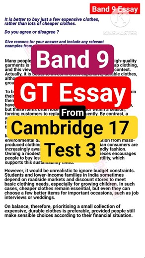 Band 9 GT Essay from Cambridge 17 Test 3 #band9essay #ieltsessay #band9ielts #cambridge17
