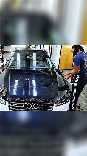 DIY blue car wrapping! Showing a professional finish