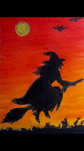 Witch Drawing🎃| Pastel art #shorts #moonlight #pastel drawing