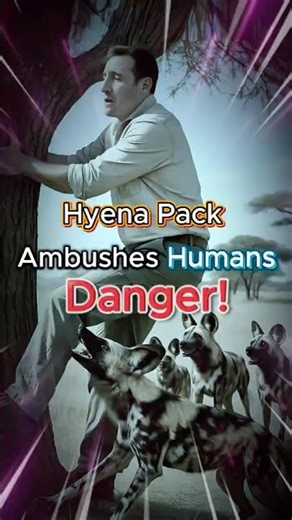 Hyena Pack Surrounds Humans in a Life-Threatening Situation! #HyenaAttack #WildlifeDanger ⚠️