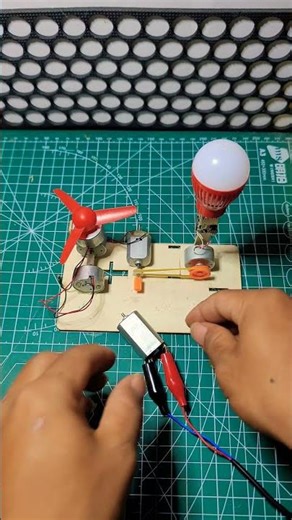 DIY Mini Generator Using DC Motors | Power a LED Light #toys #diyprojects #tech #youtubeshorts