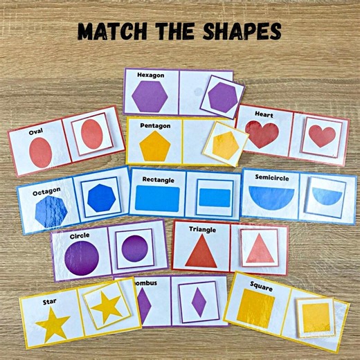 Shape Matching Cards for Kids, Geometry Matching Game Printable, Preschool Shape Recognition Activity - Etsy