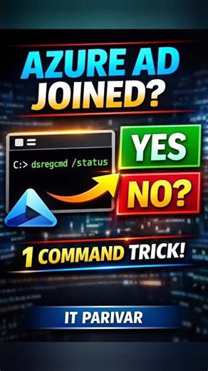 1 Command to Check Azure AD Join 🔥 #azure #entraid #device #itparivar #shorts