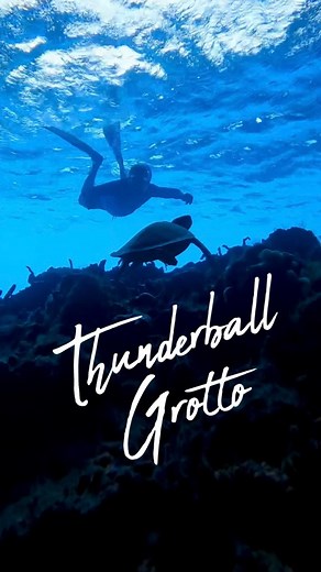 Thunderball Grotto was made famous by the 1965 Bond film—of the same name—and has become a big attraction here in the Bahamas.Miraculously, we managed to take our dinghy over and visit before the bulk of tour boats began to show up. Our timing around the ideal tides made it possible to dive around the grotto and discover all of its hidden entires and exits, and swim with the spectacular array of fish teeming inside. Then, just as the tour boats began showing up, we finished our exploratory missi
