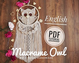 TUTORIAL PDF for Macrame Owl| Step by Step Guide| Cute Wall Hanging Digital Pattern| Poly Tusal Handmade OWL Masterclass| Instant Download| - Etsy