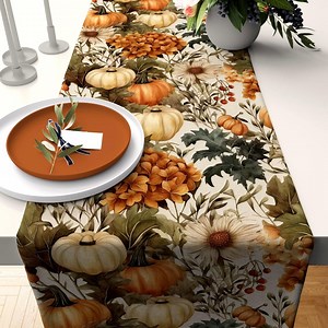 Fall Thankful Table Runner, Fall Floral Table Runner, Thanksgiving Table Runners, Fall Pumpkin Table Runner, Autumn Leaves Table Runners - Etsy