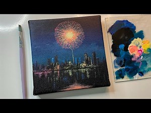 Fireworks painting/acrylic painting tutorial/ acrylic painting for beginners step by step