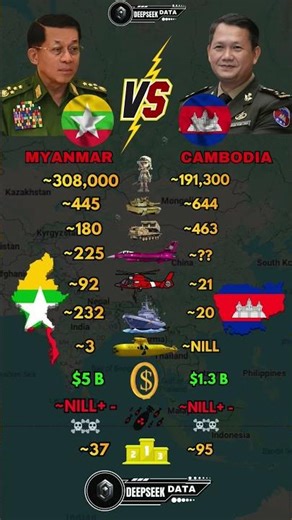 Myanmar vs Cambodia Military Power 2025