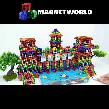 Relaxing Sounds With Magnet Balls Mini Dam Construction & Fish Tank For Turtle #magnetworld #shorts