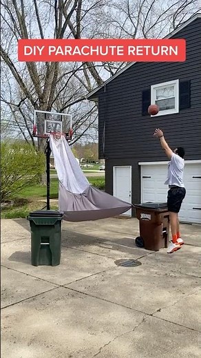 DIY Parachute Return | How to make a homemade basketball rebounder 🧠💡🏀 #MotivatedByMylan