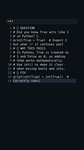 This Python Bug Wastes Hours 🚨 | Did you know True acts like 1 in Python? 🤯