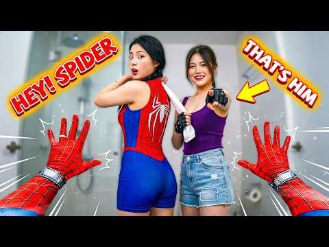 Hey! Spider - "That's Him!" - Beautiful Girls Surprise Spider-Man In Bathroom
