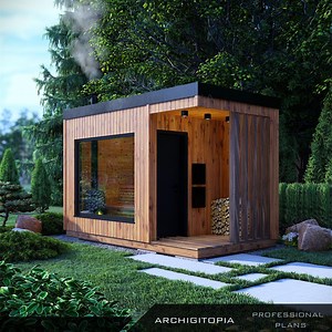 Sauna Plans | Modern Outdoor DIY Building Blueprint for Finnish Sauna With 3D Model, List of Materials   Mirrored Option (instant Download) - Etsy