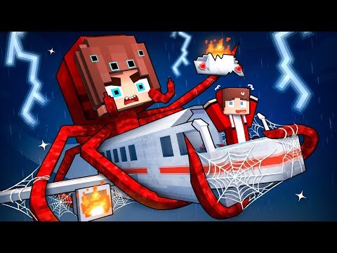 JJ`s Girl SPIDER CAUSES JJ PLANE CRASH?! - Maizen Minecraft Animation