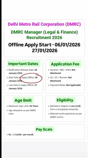 DMRC Recruitment Delhi Metro Jobs | New Vacancy 2026 | #delhimetro