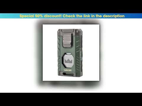First Look LUBINSKI Cigar Lighter Gas Torch Jet Blue Flame Lighters Smoking Cutter Cigar Accessorie