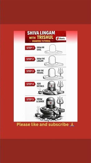 Lord Shiva Lingam with Trishul Drawing ✨🔱🙏 Step by Step | Easy Mahadev Drawing #Shorts