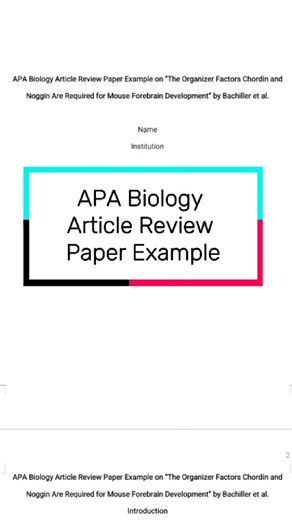 Professional Essay Writing on Instagram: "APA Biology Article Review Paper Example on “The Organizer Factors Chordin and Noggin Are Required for Mouse Forebrain Development” by Bachiller et al. #APA, #biology, #review, #forstudents, #assignmenthelp"