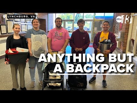 High school students pack in the school spirit with anything but a backpack day