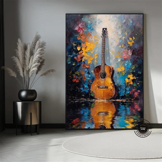 Abstract Acoustic Guitar Canvas Art – Colorful Music Wall Decor, Ready to Hang - Etsy