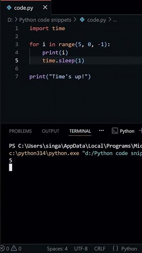 Countdown timer in Python#PythonProjects #PythonTimer #LearnPython