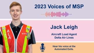 Did you know that airport employees and volunteers voice all the overhead announcements at MSP? Here is one of our talented Voices of MSP for 2023. 🎙️ Jack's voice can be heard near the automated exits. | MSP Airport