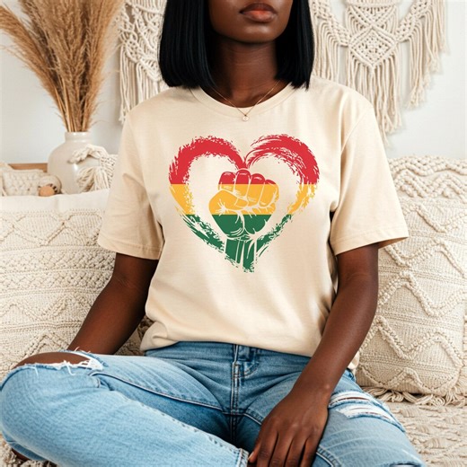 Empowerment Unity Fist Shirt, Social Justice Activism Apparel, Cultural Pride Design, Red Yellow Green Heart Symbol Tee - Etsy